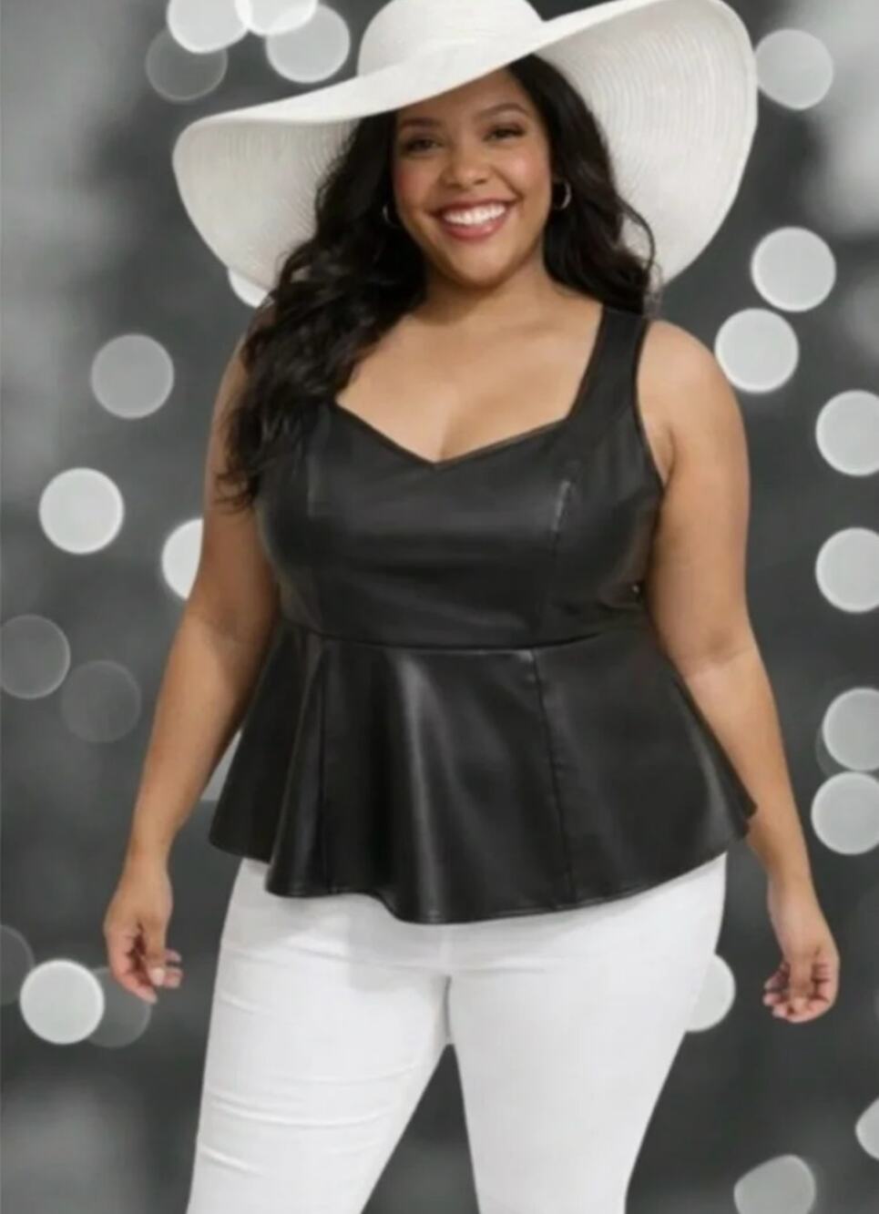 Torrid 2 2X 18-20 Faux Leather Peplum Top Black Sleeveless NWT Plus Size